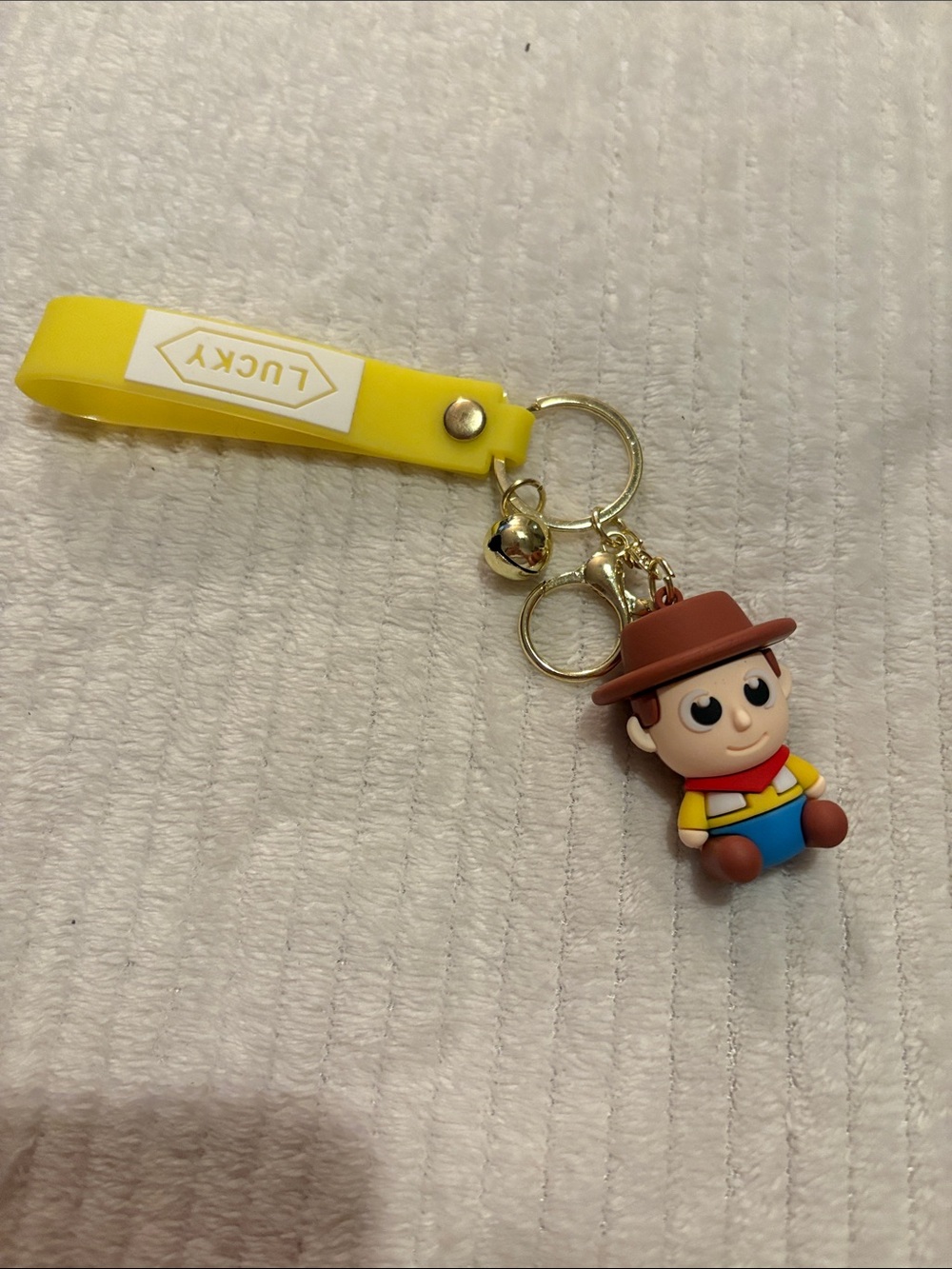Yellow Lucky Strap Keychain with Cute Cowboy Figure